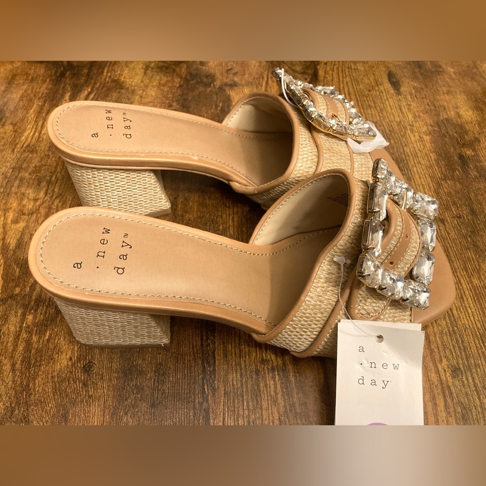 Women's Kathleen Raffia Buckle Block Heels - a New Day™ Beige 6.5
New - Picture 3 of 6